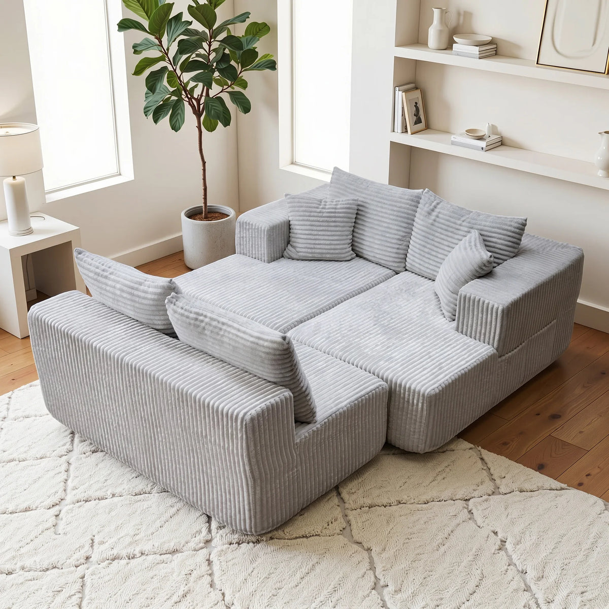 126" Free Combination Cloud U Shaped Modular Sectional Couch,Modern Minimalist Upholstered Deep Seat Couches, Comfort U Shaped Sofa for Living Room Boneless Lounge Sofa
