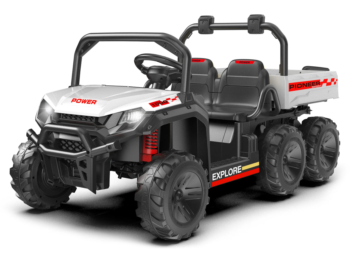 24V Ride on Toys, 2 Seater Dump Truck Car for Kids 4-8,4WD Electric Tractor with Remote Control, Dump Bed 3 Speed Music Player
