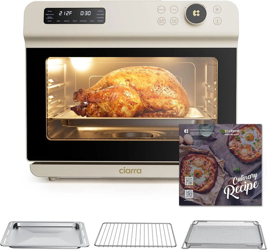 Countertop Steam Air Fryer Oven, 25.4QT 12-in-1 Combo with Convection Toaster, Bake, Self-Clean, Dehydrate, Ferment Functions, W