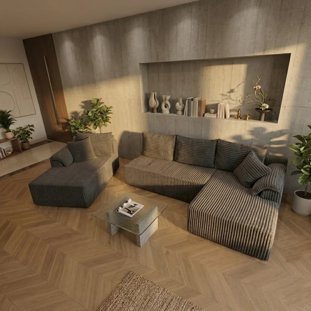 Freely Combinable U-Shaped Modular Sofa, Customizable Splicing Sectional Couch, Multiple Layout Options, High Resilience Cloud Soft Lounge Sofa, Perfect for Living Room, Game Room, Media Room, Small Apartment
