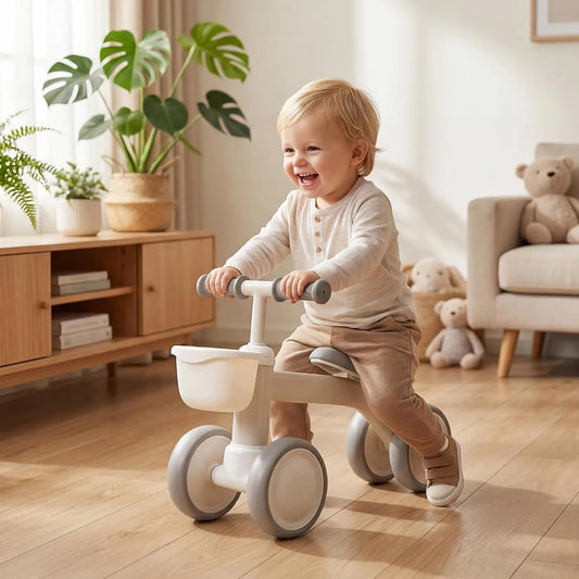 Baby Balance Bike Toys for 1 Year Old Boy Girl Gifts | 12-24 Month Toddler Balance Bike with Removable Basket, No Pedal 4 Silence Wheels & Soft Seat First Bike
