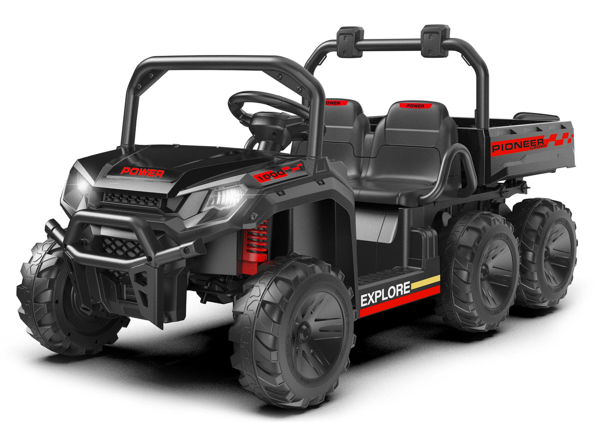 24V Ride on Toys, 2 Seater Dump Truck Car for Kids 4-8,4WD Electric Tractor with Remote Control, Dump Bed 3 Speed Music Player