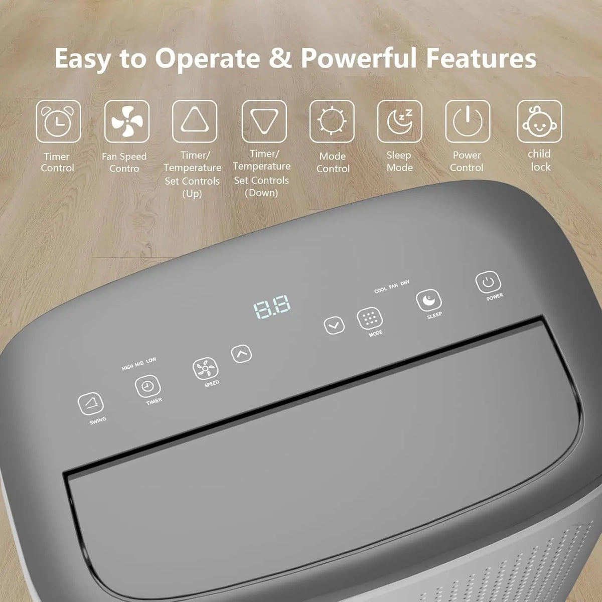 TACKVIEW 14000 BTU Portable Air Conditioner | 3-in-1 Cooling, Dehumidifier & Fan AC Unit with Remote Control for Bedroom Living Room Garage Rooms Up to 750 Sq.Ft