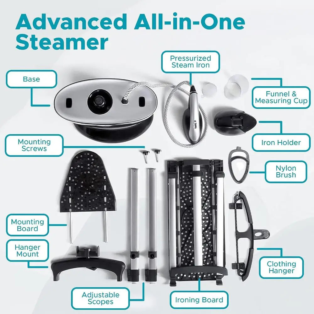 Steam & Go - All-in-One Garment Steamer and Iron, Prurized Steamer or Clothes with Ironing Board and Clothing Hanger, Steam Iron