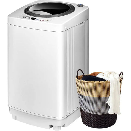 Portable Washing hine, 8Lbs acity ull-automatic Washer with 6 Wash Progs, LED Display, 3 Water Levels, Compact Laundry Washer an