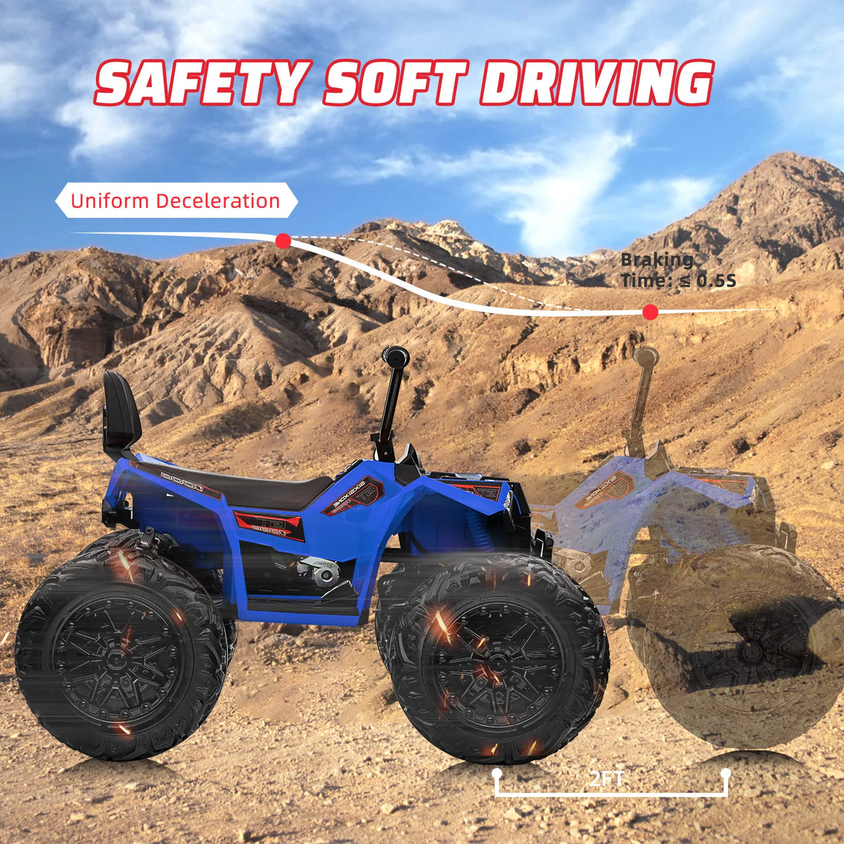 24V Kids Electric ATV 2 Seater 4WD Ride On Quad, 800W 4 Motor All Terrain Toy Car, Suspension, 5 MPH, Dual 12V 7Ah Batteries