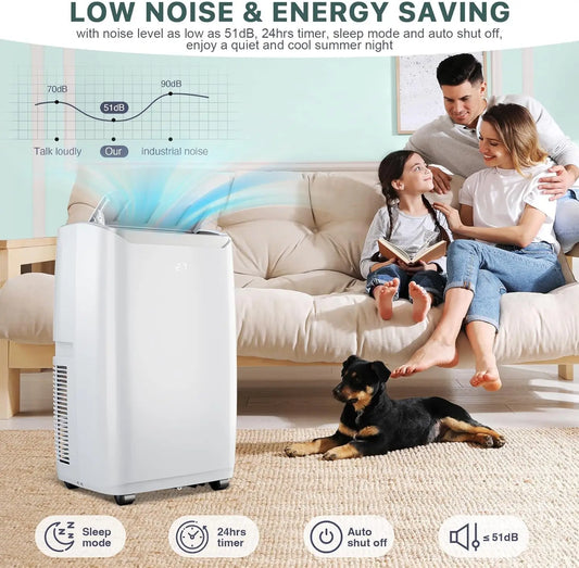 14,000 BTU Portable Air Conditioners Cools up to 750 Sq.Ft, 3-in-1 Quiet Portable AC Unit with Cool, Dehumidifier & Fan, Sleep Mode, 24H Timer, Remote Control & Installation Kits
