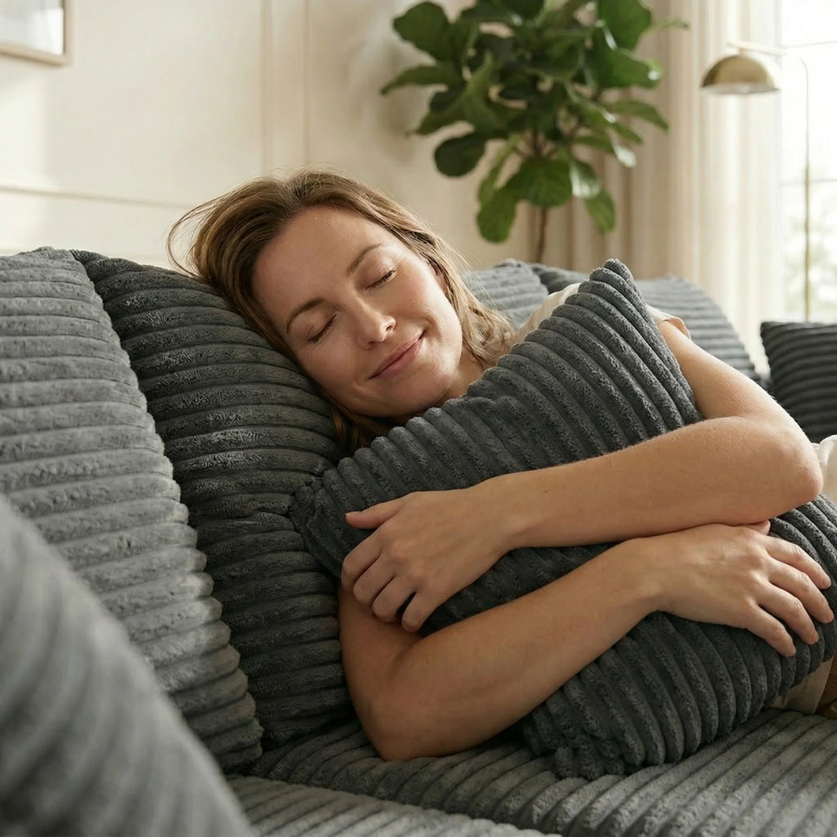 118-inch U-Shaped Sofa Bed, minimalist boneless design with no assembly required. Modular combination, skin-friendly velvet fabr