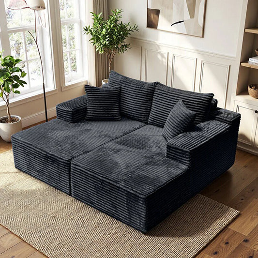 72.44" Oversized Double Lounge Chaise Sofa, Boneless Lounge Sofa Bed Cloud Loveseat Sleeper Couch Sofa for Living Room/Bed Room Compressed Sofa in Box