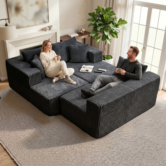 126" Free Combination Cloud U Shaped Modular Sectional Couch,Modern Minimalist Upholstered Deep Seat Couches, Comfort U Shaped Sofa for Living Room Boneless Lounge Sofa