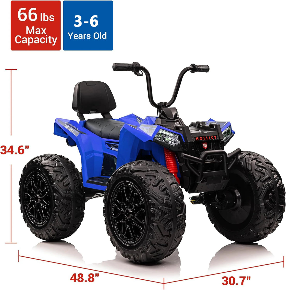 24V Kids Electric ATV 2 Seater 4WD Ride On Quad, 800W 4 Motor All Terrain Toy Car, Suspension, 5 MPH, Dual 12V 7Ah Batteries