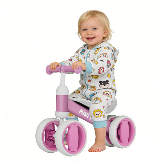 Baby Balance Bike, 4-Wheel Ride-On Toy for Ages 12-24 Months, First Bike & Toddler Bike, First Birthday Gift