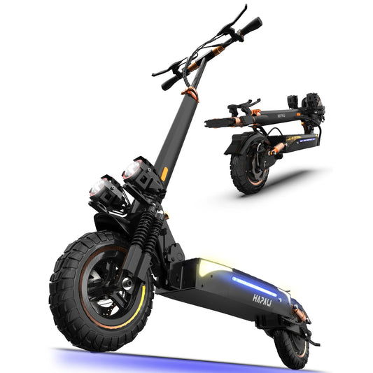 Off Road Electric Scooter, 48V 13AH 1200W Motor Folding E-Scooter, 11" All Terrain Tires, Dual Suspension & Side Light, Up to 31Mph & 25 Miles for Adult