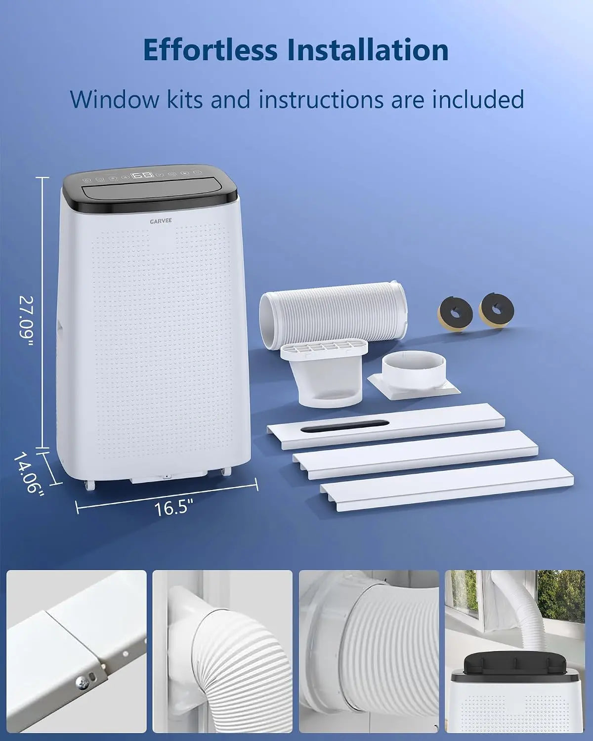 TACKVIEW 14000 BTU Portable Air Conditioner | 3-in-1 Cooling, Dehumidifier & Fan AC Unit with Remote Control for Bedroom Living Room Garage Rooms Up to 750 Sq.Ft