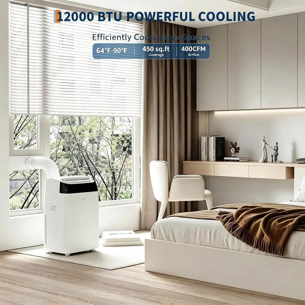 Tacleekii 12000 BTU Air Conditioner 3-in-1 AC Unit, Cools 550 Sq.Ft Portable AC with Cooling, Fan for Bedroom Home Office