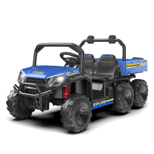 24V Ride on Toys, 2 Seater Dump Truck Car for Kids 4-8,4WD Electric Tractor with Remote Control, Dump Bed 3 Speed Music Player