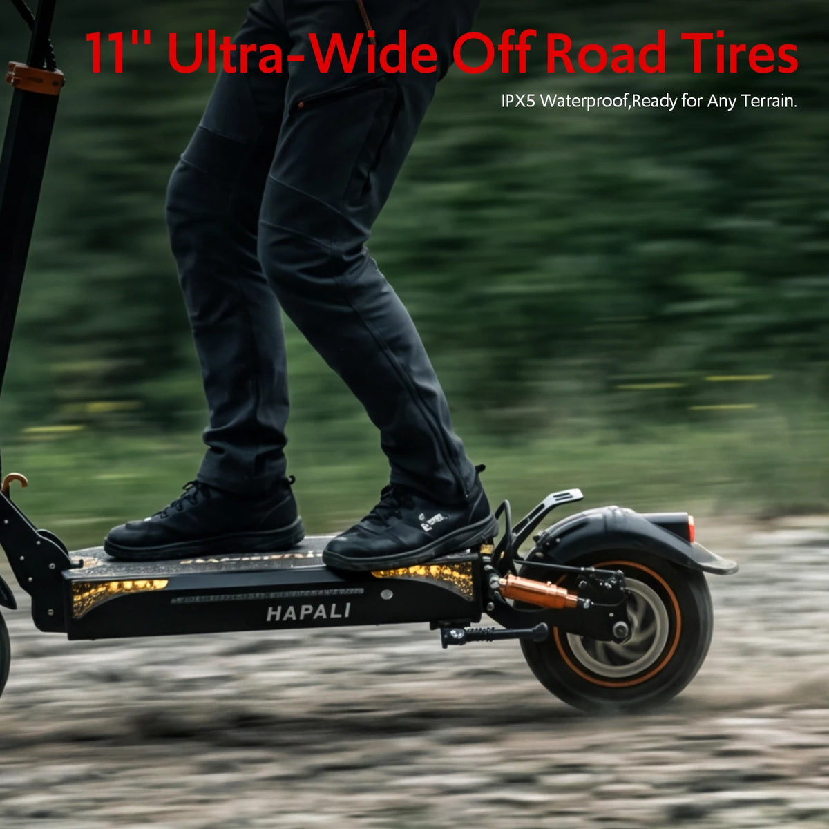 Off Road Electric Scooter, 48V 13AH 1200W Motor Folding E-Scooter, 11" All Terrain Tires, Dual Suspension & Side Light, Up to 31Mph & 25 Miles for Adult
