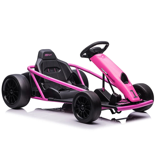 24V Go Kart for Kids 8-12 Years, 300W*2 Extra Powerful Motors, 9Ah Large Battery 8MPH High Speed Drifting with Music, Horn,Max Load 175lbs Outdoor Ride On Toy for Teens
