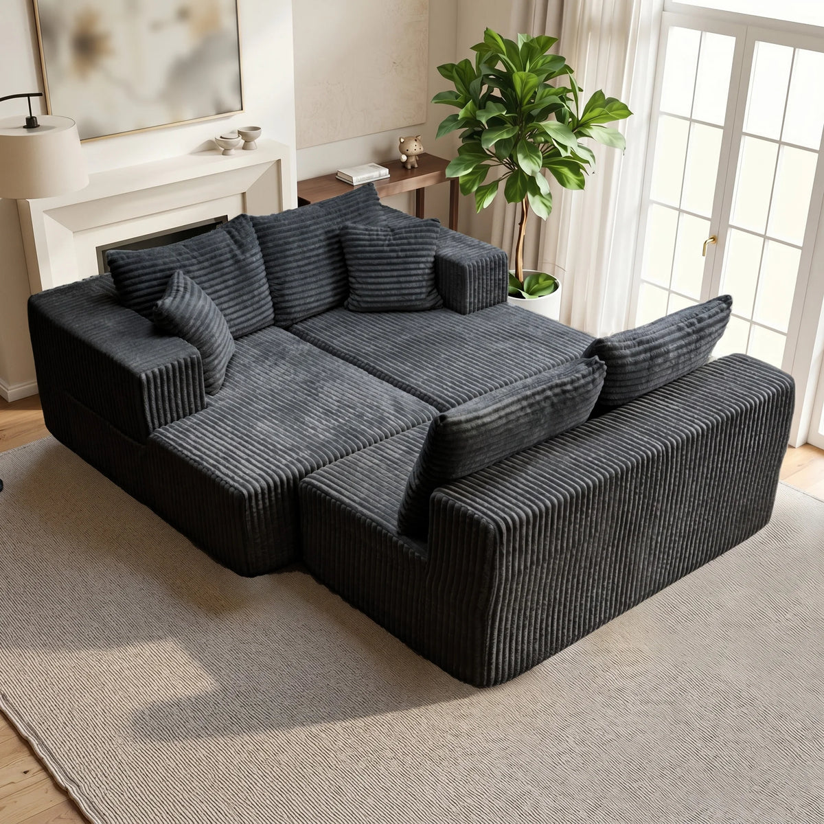 126" Free Combination Cloud U Shaped Modular Sectional Couch,Modern Minimalist Upholstered Deep Seat Couches, Comfort U Shaped Sofa for Living Room Boneless Lounge Sofa