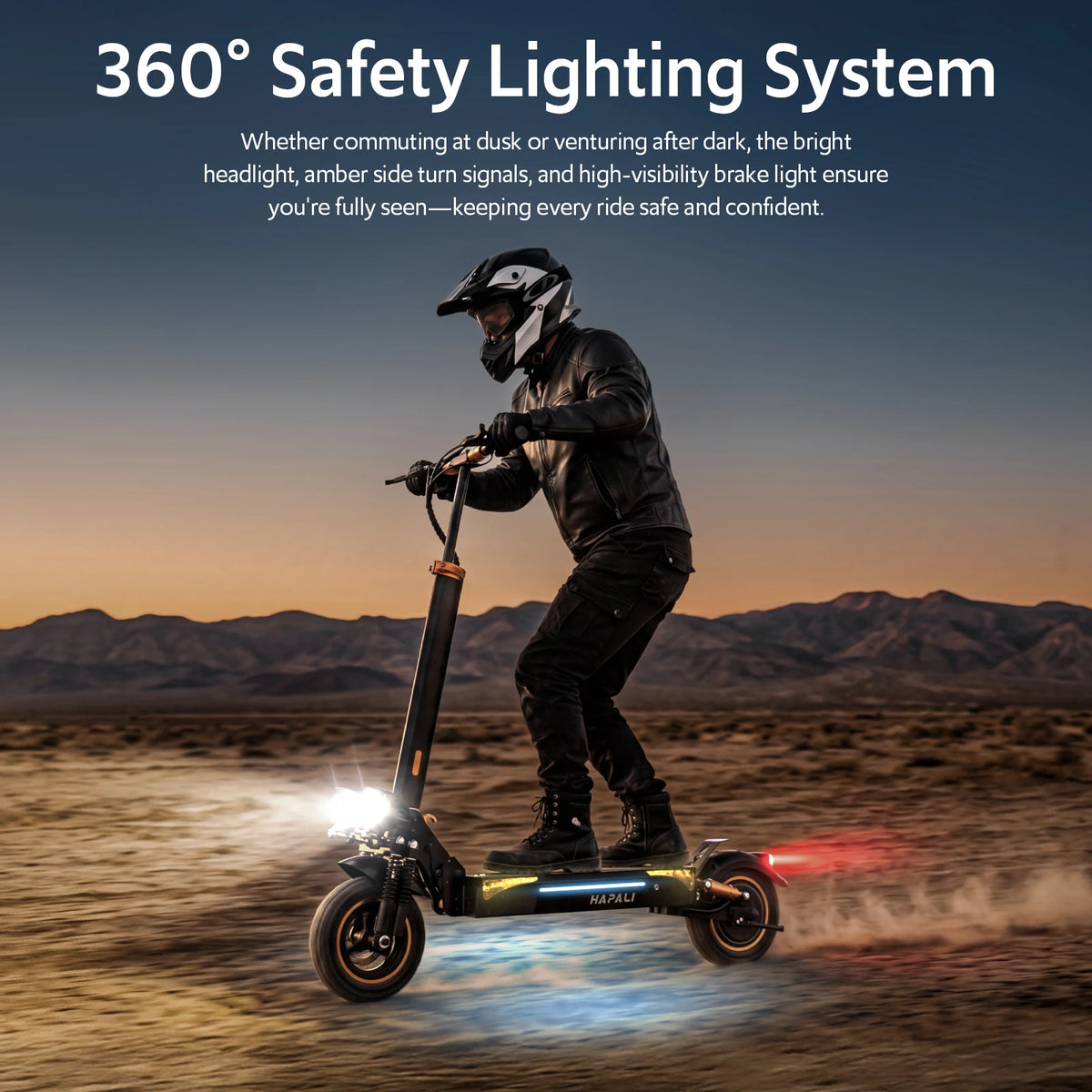 Off Road Electric Scooter, 48V 13AH 1200W Motor Folding E-Scooter, 11" All Terrain Tires, Dual Suspension & Side Light, Up to 31Mph & 25 Miles for Adult