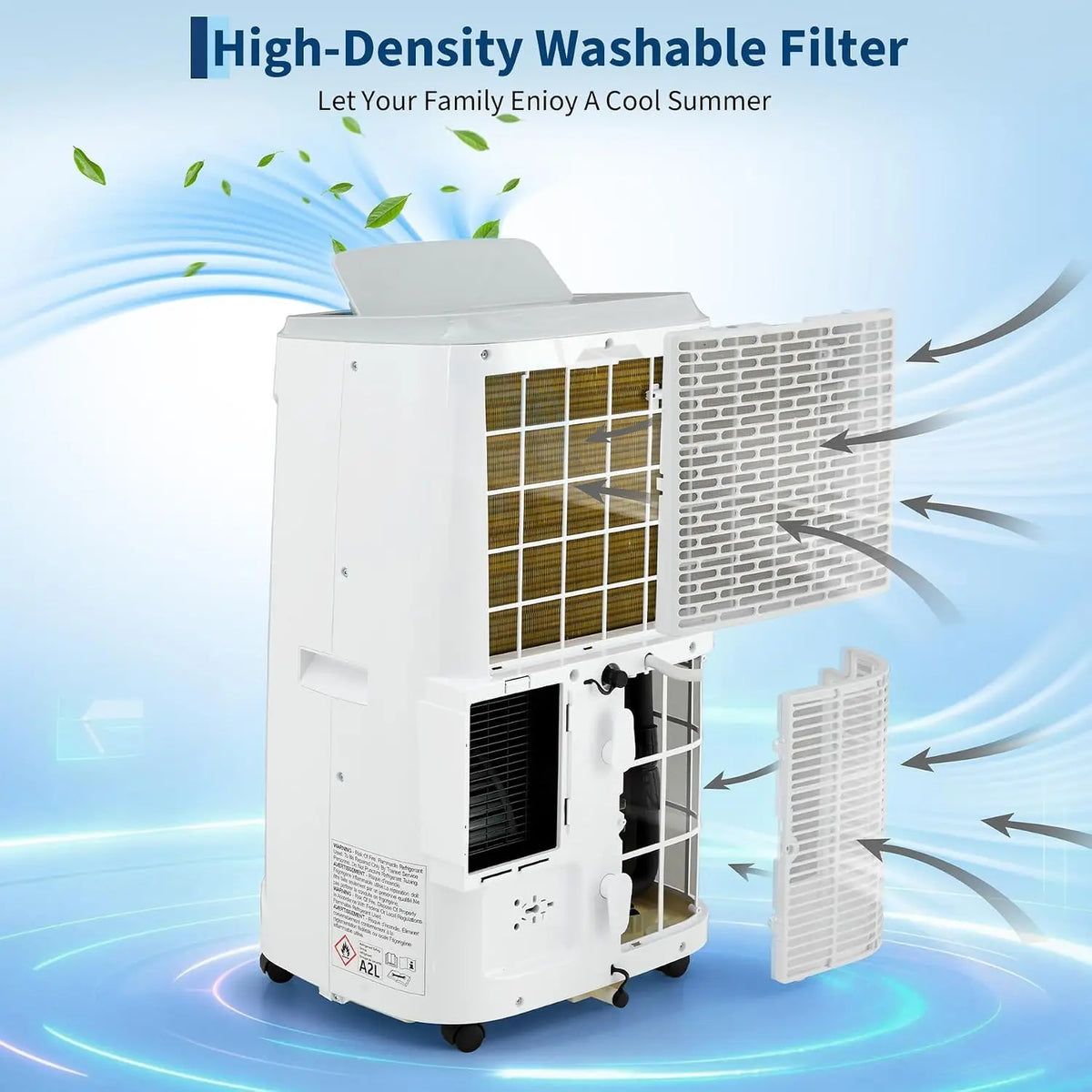 Tacleekii 14,000 BTU Portable Air Conditioner 3-in-1 AC Dehumidifier Fan with Remote Control & LED Touch Panel Cools Up to 750 Sq Ft 360° Wheels & Window Kit - for Bedroom Apartment Office